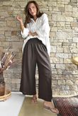 Frame Cotton Shirring Waist Wide Leg Pant Chocolate